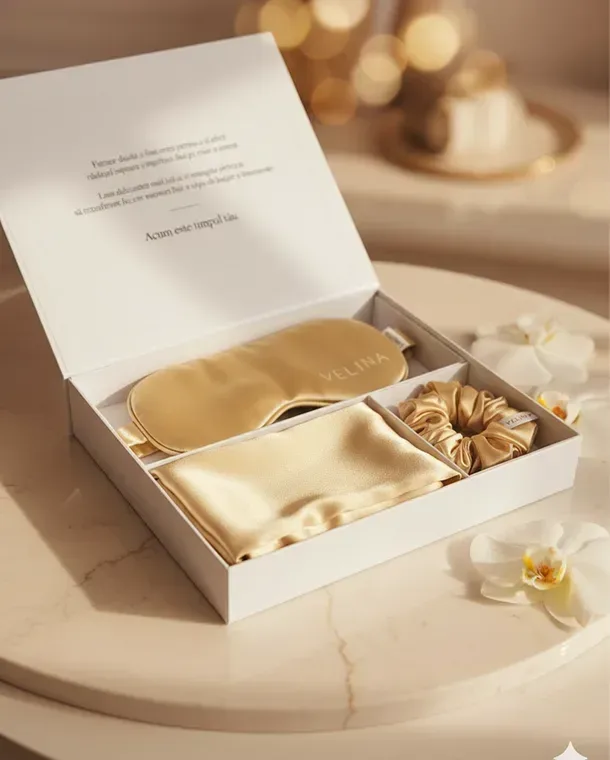 Set Premium din Mătase Naturală Gold Velina — imagine 1